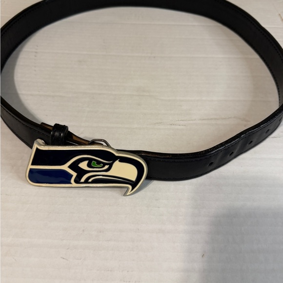 Seattle Seahawks Black Leather Belt - Picture 2 of 5